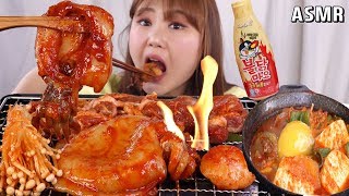 ASMR Mukbang｜매콤한 오리 주물럭과 갑오징어 구이!! 맛있는 순두부찌개도 함께 먹어보았어요!