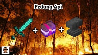 cara membuat pedang api di minecraft