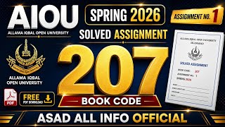 AIOU Book Code 207 Assignment No.1 Solved | Spring 2026 | Full Solution PDF Download
