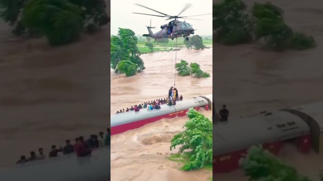 🚁 Helicopter Rescue of Train Passengers During Flood | Real-Life Flood Rescue 2025 🌊 