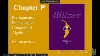 Precalc P.4: Polynomials