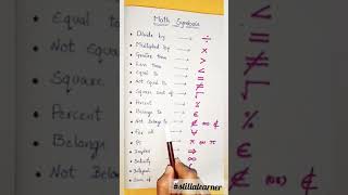 MATH Symbols: Useful List of Mathamatical Symbols in English | Basic Maths | Maths #stillalearner