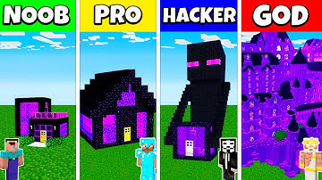 Minecraft Battle: NOOB vs PRO vs HACKER vs GOD: NETHER PORTAL HOUSE BASE BUILD CHALLENGE / Animation