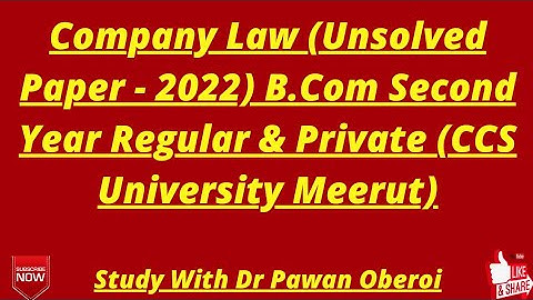 Company Law (Unsolved Paper - 2022) B.Com Second Year Regular & Private (CCS University Meerut)