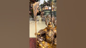 Tượng Quan Công Ngồi Rồng, Ngũ Cờ Bằng Đồng Cao 30cm, Nặng 7,5kg-24