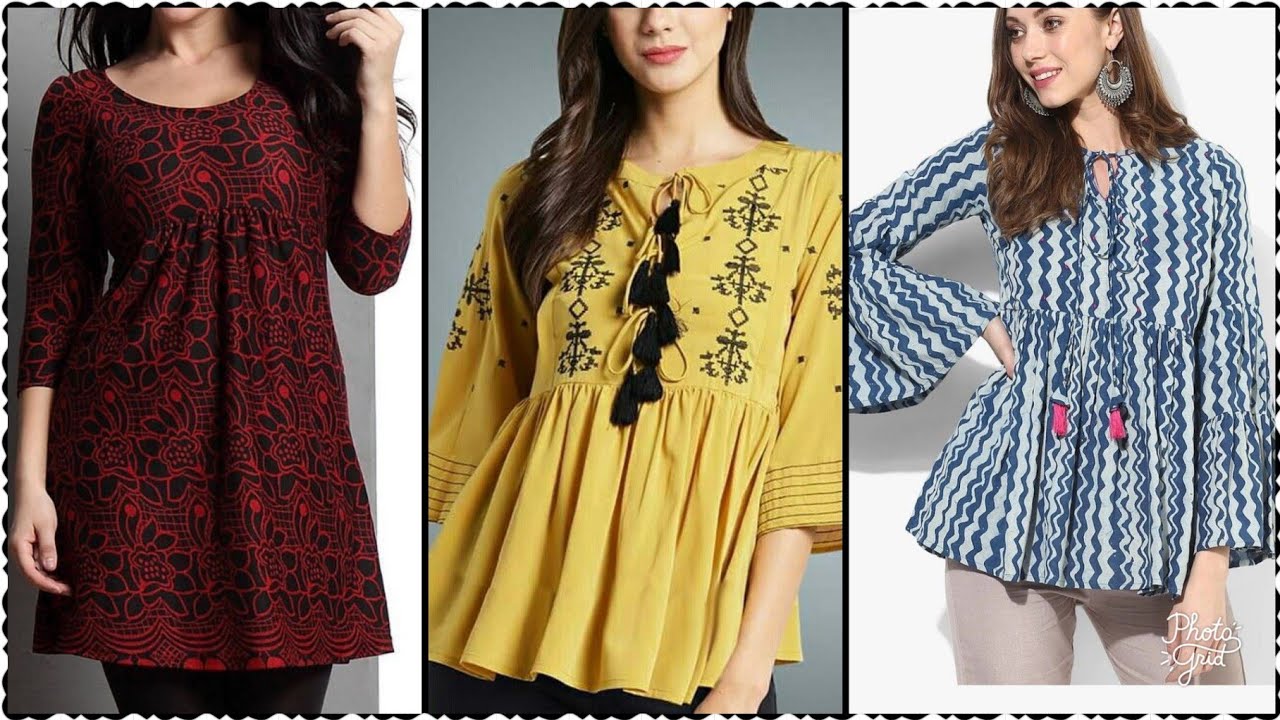 Stylish tunic top design printed short kurti collection 2019 - YouTube