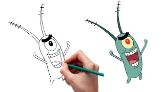 تعلم رسم شمشون من كرتون سبونج بوب مع طريقة  haw to draw plankton | spongeboob squarepants