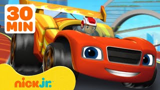 Race Car Blaze Daring Vehicle Rescues! 🏎 Blaze And The Monster Machines | 30 Minutes | Nick Jr.