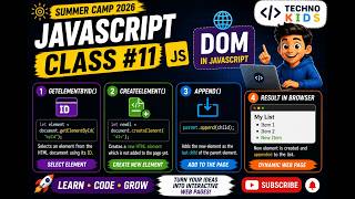 Class 11 | JavaScript DOM Manipulation for Beginners | getElementById, createElement & append()