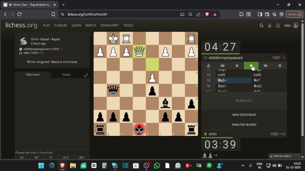 Two Calm Wins on My 1000 Elo Journey