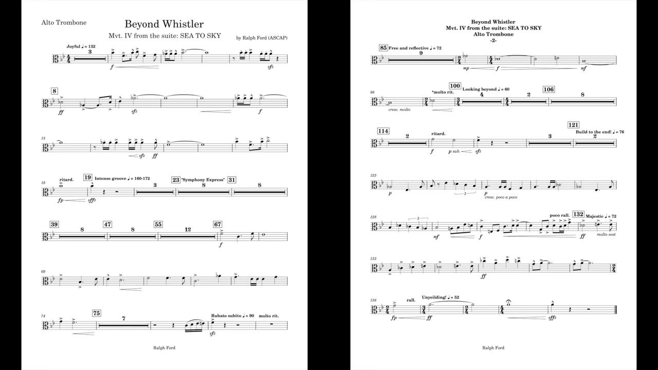 Beyond Whistler (Alto Trombone part) by Ralph Ford YouTube
