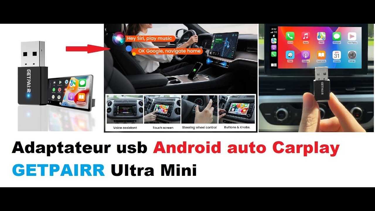 Adaptateur usb Android auto Carplay GETPAIRR Ultra Mini - YouTube
