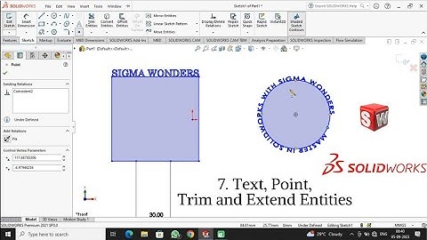 SolidWorks Tutorial in Hindi 7. Text, Point, Trim & Extend | @Sigmawonders