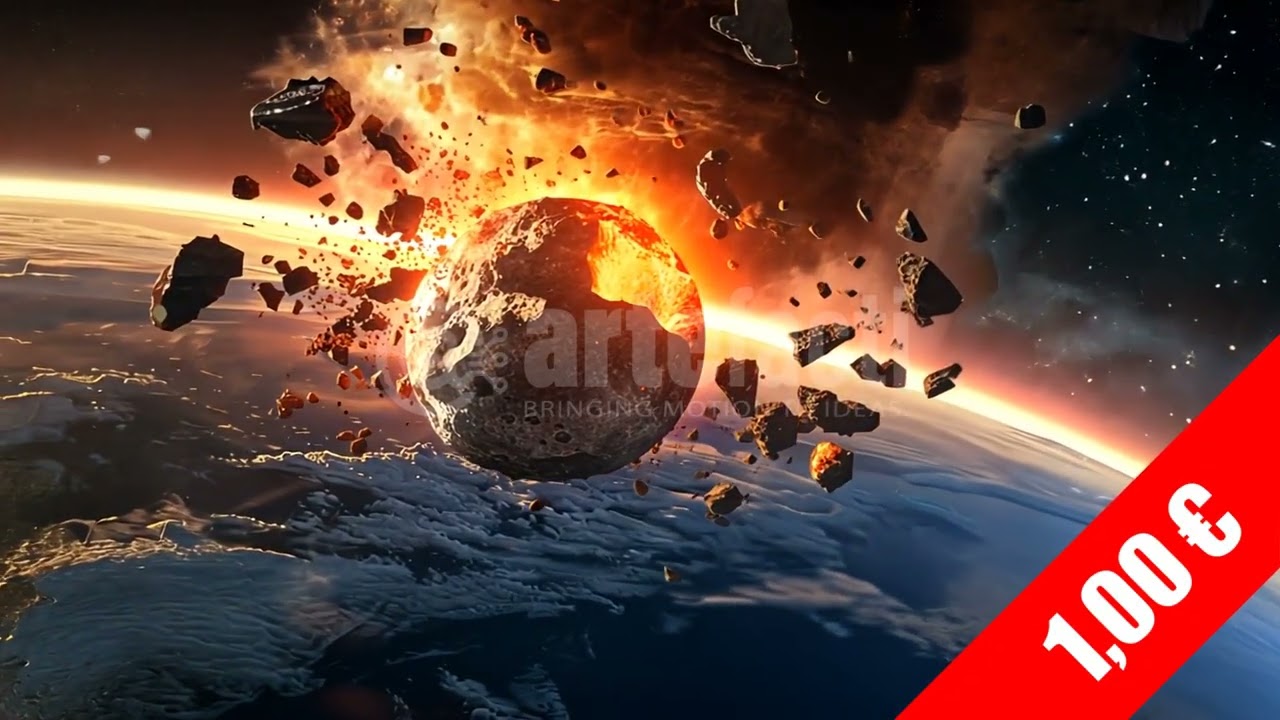 Asteroid Breakup Over Earth — Explosive Debris Cloud (HD Footage)