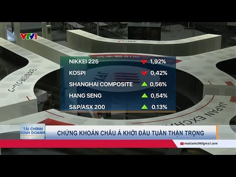 Chứng khoán châu Á khởi đầu tuần thận trọng | Cụm tin quốc tế | VTV24