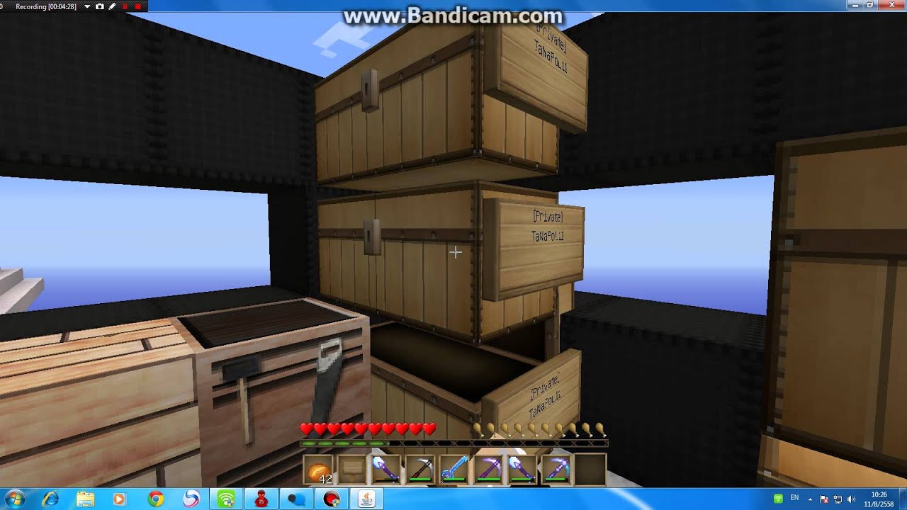 Minecraft GG1 ไม่มีไรทำมาหาฆ่าคน+เเลกของกับคนอื่น - YouTube