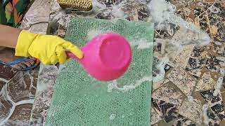 Scrubbing Plastic Feet Mat with Toothbrush ASMR.