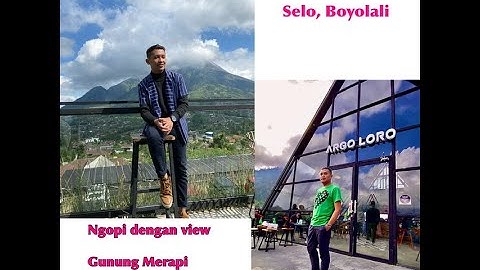 Coffee shop with two Mountain View, Merapi and Merbabu Mountain