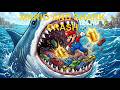 MARIO DESTROYS 100 CARS IN THE MOUTH OF A SHARK. :o