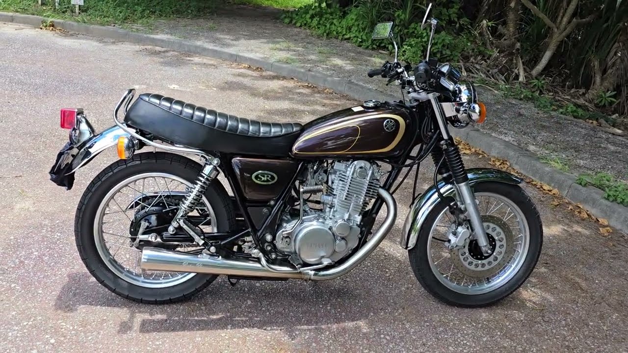 SR400 ペイトンプレイス コンチマフラー 鼓動感 社外マフラー - YouTube