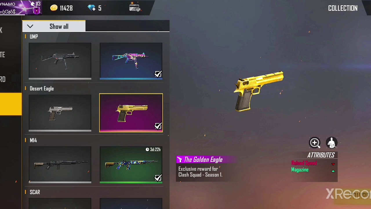 My free fire gun skins collection - YouTube