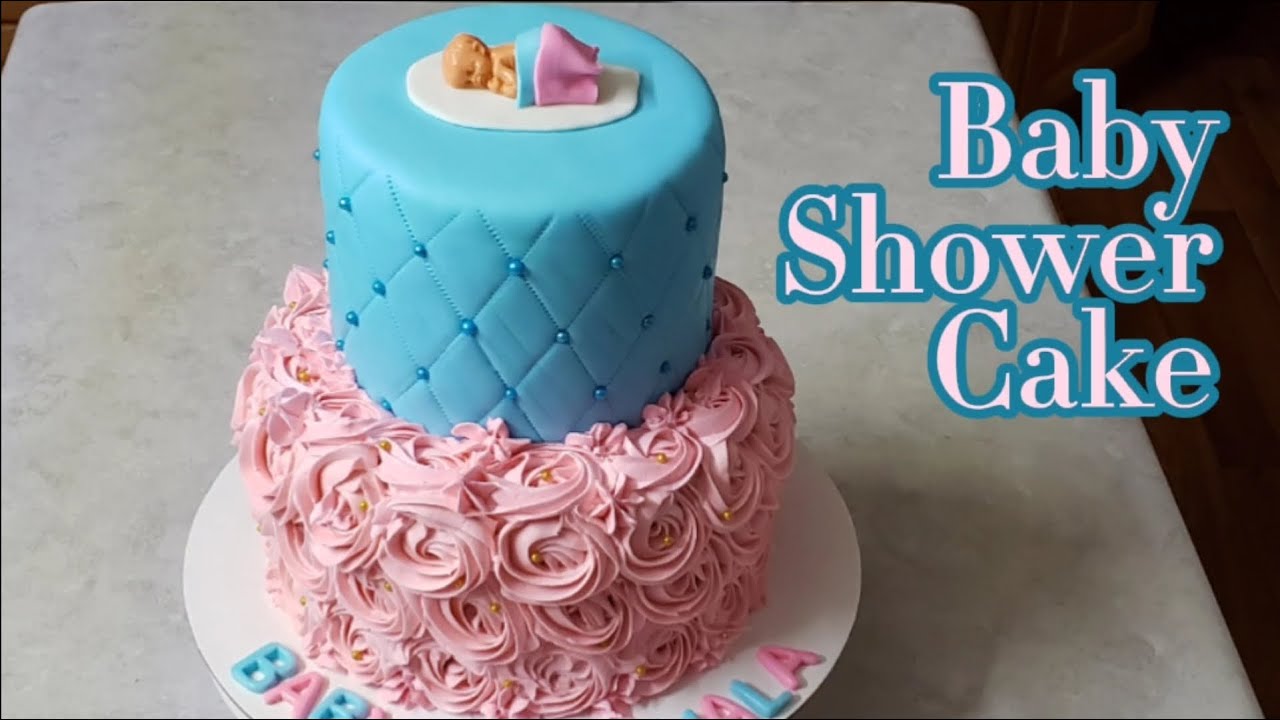 How to make a Baby Shower Cake with Buttercream and Fondant - YouTube