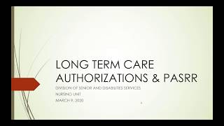 2020 03 09 13 32 Senior and Disabilities Services presents  Updates for LTC