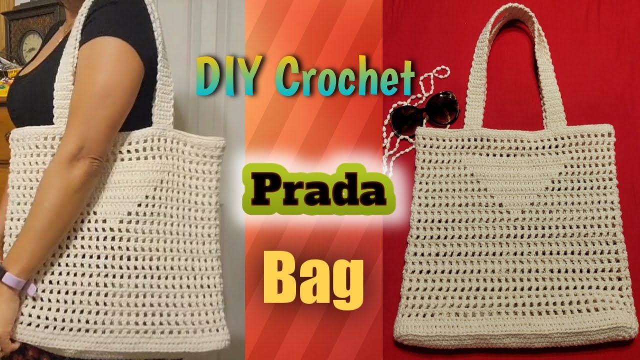 Left Handed Crochet Tote bag Prada Inspired Easy Tutorial 