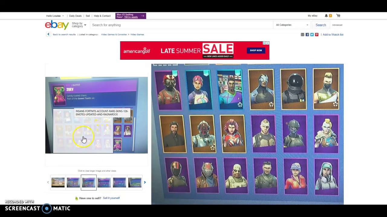 RARE fortnite accounts on Ebay YouTube