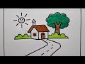 “Easy House Scenery Drawing for Kids | Simple Nature Drawing Step by Step”