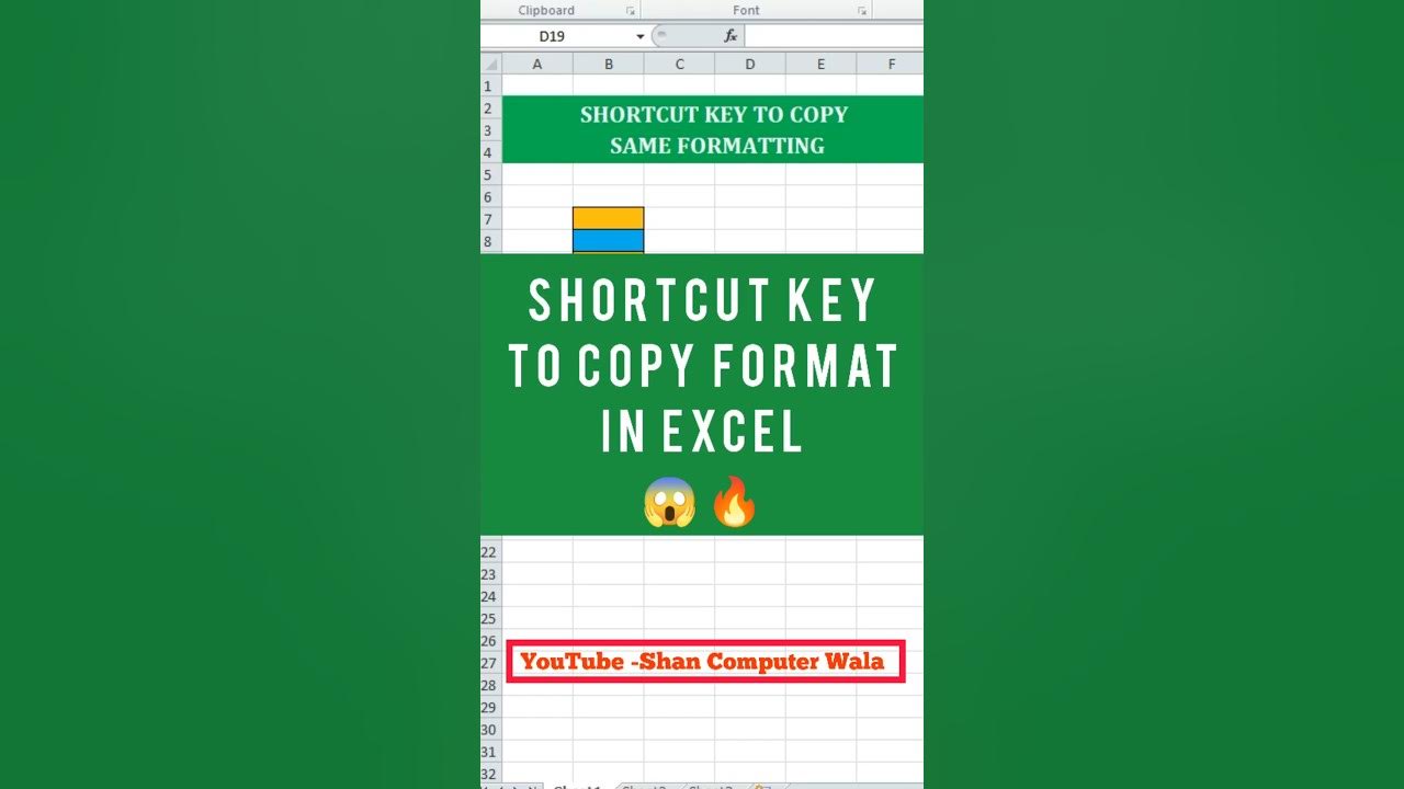 Shortcut key to copy format in excel excel shortcut keys shorts 