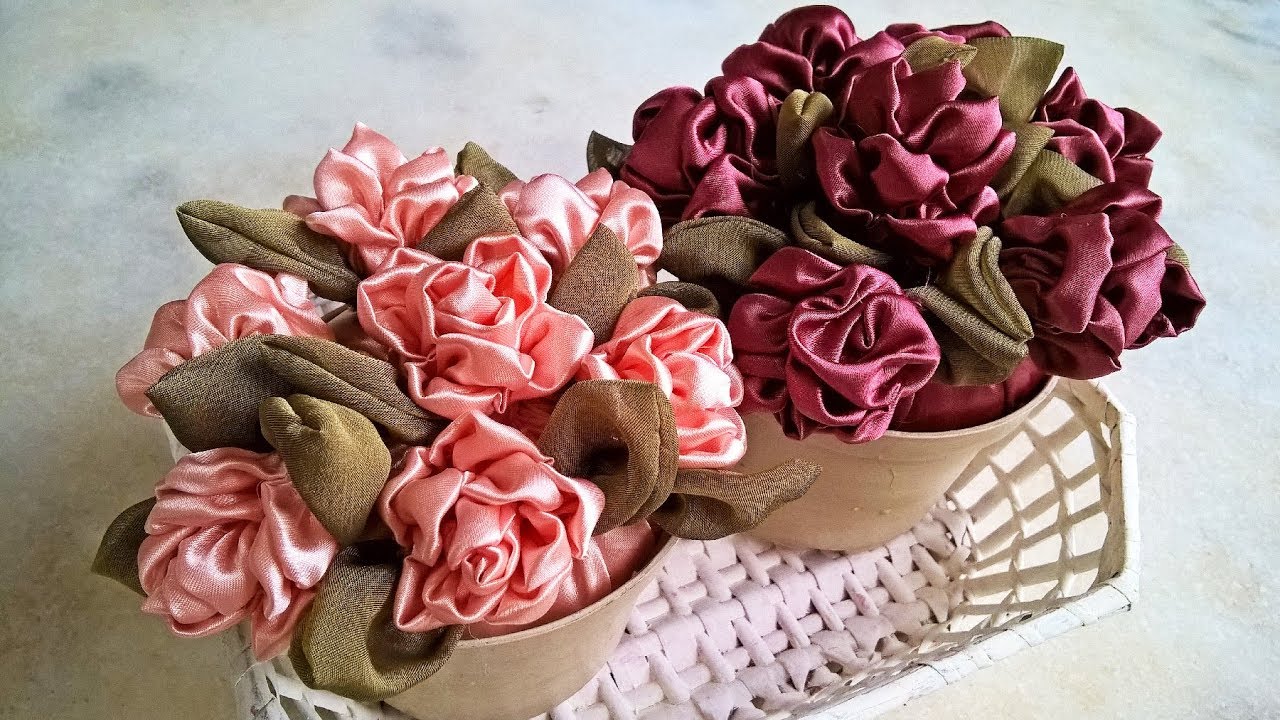 FLORES DE CETIM PARA ARRANJOS - PASSO A PASSO DE COMO FAZER