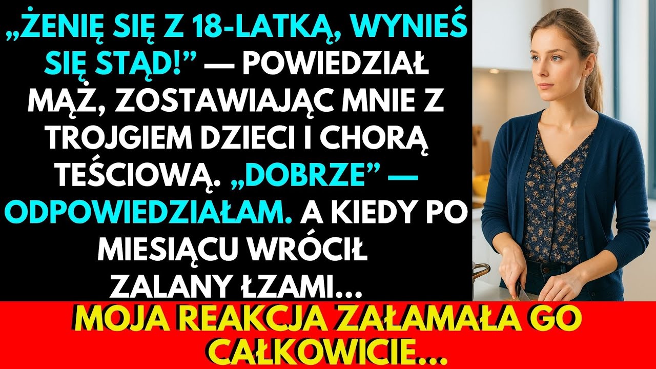 Siedziałam w kuchni i kroiłam marchewkę do barszczu, kiedy usłyszałam: „Żenię się z osiemnastolatką, więc możesz się stąd wynosić”. Powiedział to tak spokojnie, jakby podawał prognozę pogody. Nie...