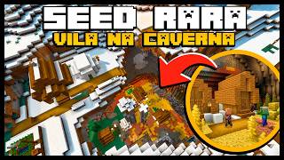 CAVERNA DE ENXOFRE GERADA COM VILA NO SPAWN! A MELHOR SEED DO MINECRAFT