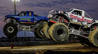 TMB TV Monster Trucks - HUGE RACE COURSE, PHOTO FINISH - BIGFOOT VS. Twisted Addiction