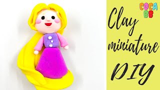 DIY How to make polymer clay miniature Rapunzel princess Disney #66