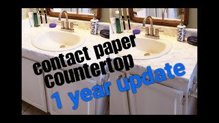 **ONE YEAR UPDATE** DIY Marble Contact Paper over Formica Bathroom Countertop