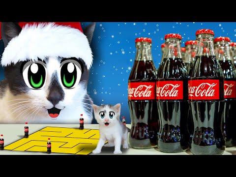 ГИГАНСКАЯ ИГРА ЛАБИРИНТ для КОТОВ! COCA COLA ЧЕЛЛЕНДЖ на Новый год