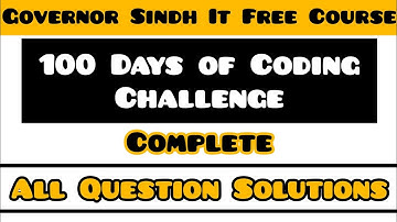 100 Days of Coding Challenge Complete Solution | All Question Solutions | Governor