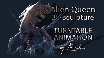 Xenomorph Queen 3D sculpture - Turntable animation
