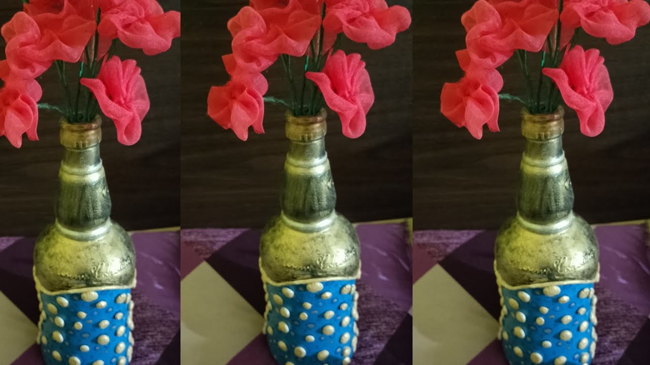 glass bottle vase Vase makingHow to make glass bottle vase YouTube