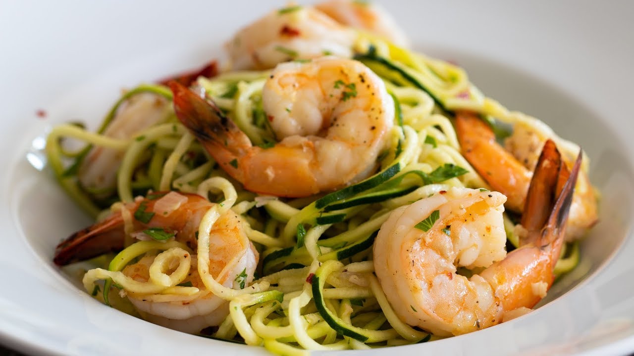 Shrimp Scampi With Zucchini Noodles Spiralizer Recipe Featuring Zoodles -  YouTube