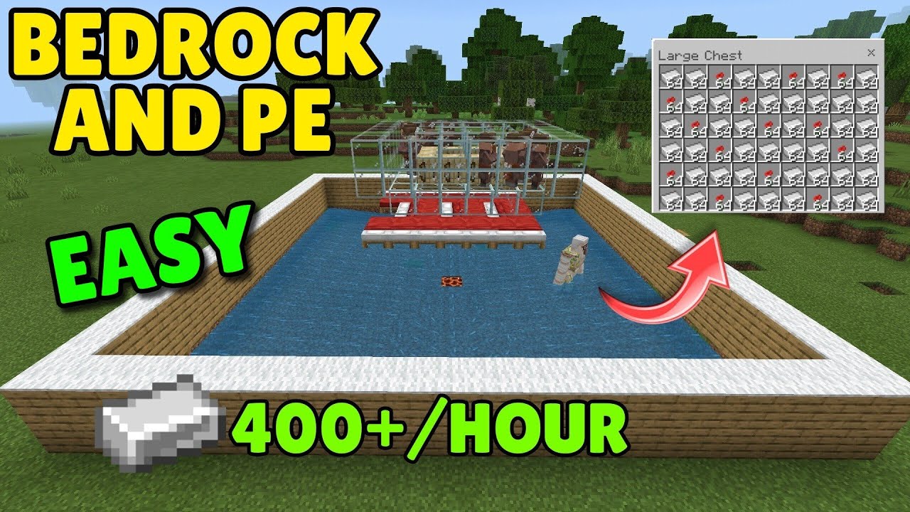 Minecraft: SUPER EASY And Efficient Iron Farm Tutorial For BEDROCK And