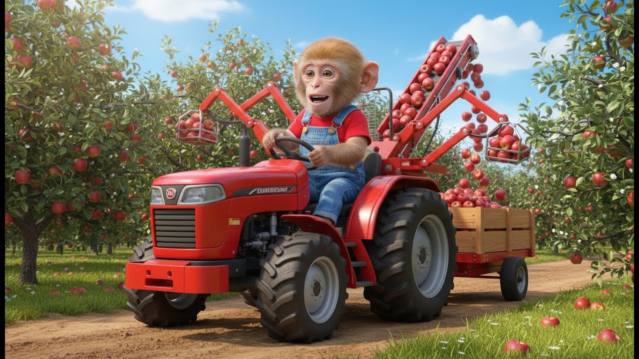 🐵🍎 Monkey Boka Drives Machine to Plant Apples! Epic Farm Adventure! 🚜🌳