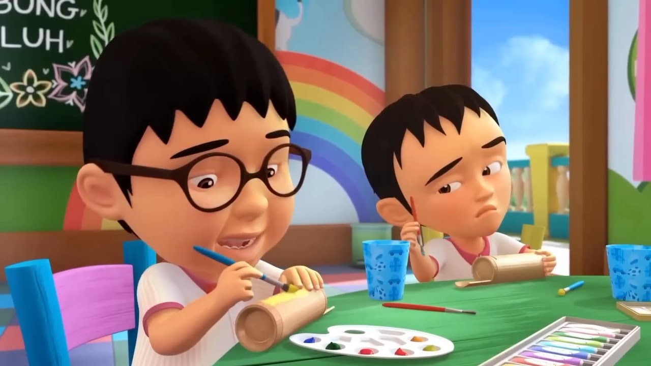 Merangkai Puzzle Dan Cuplikan Video Upin And Ipin Membuat Celengan Dari