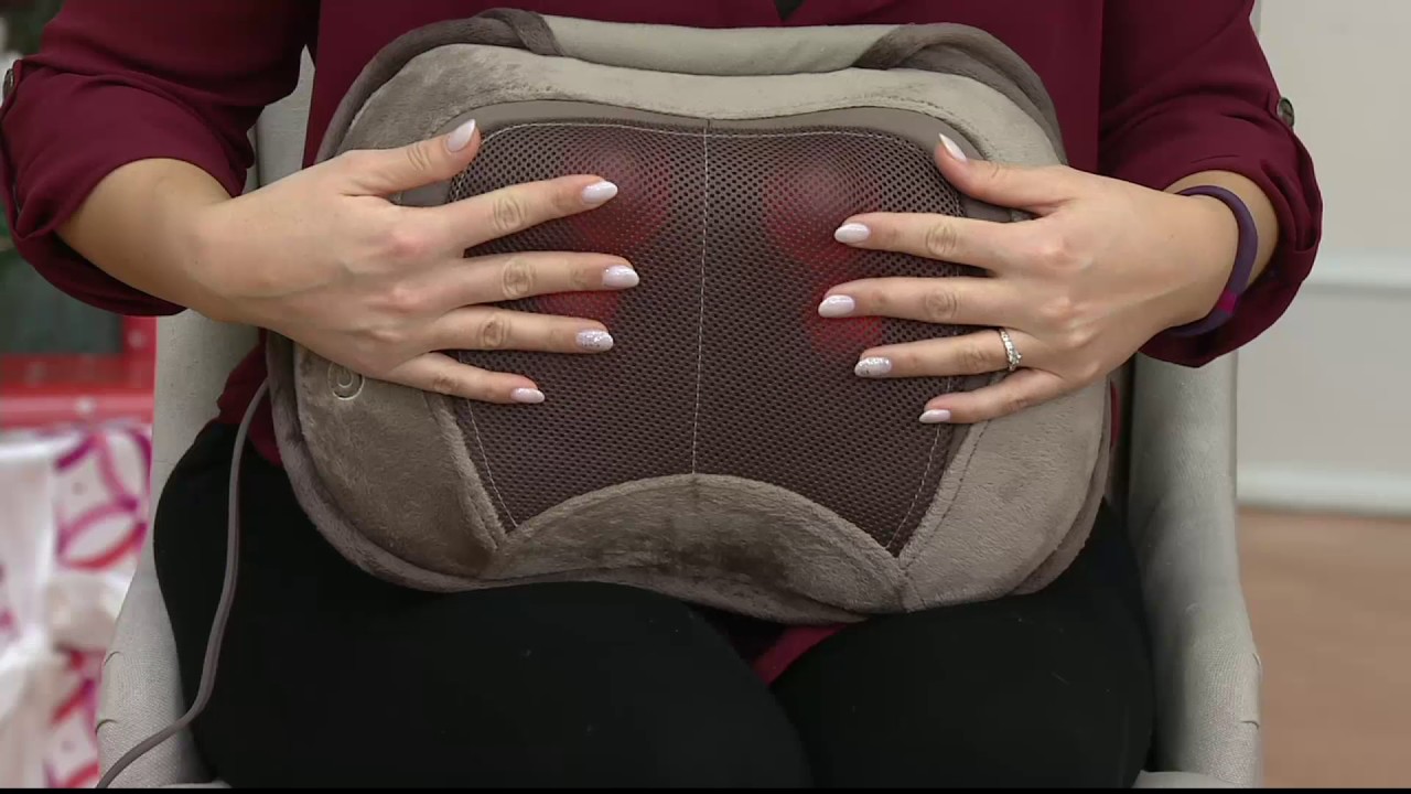 Homedics 3D Shiatsu Heated Massage Pillow with Cover and Strap on QVC -  YouTube