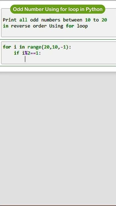 Odd Number Using for loop in Python | for loop in python | #tutorial # ...