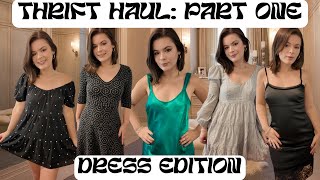 Trying on unique dresses I thrifted