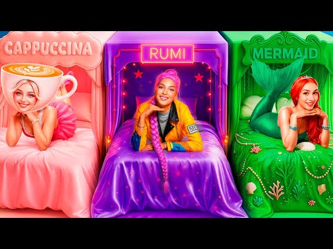 K-Pop Demon Hunters Room Makeover Challenge! Rumi vs Mermaid vs Ballerina Cappuccina in Real Life