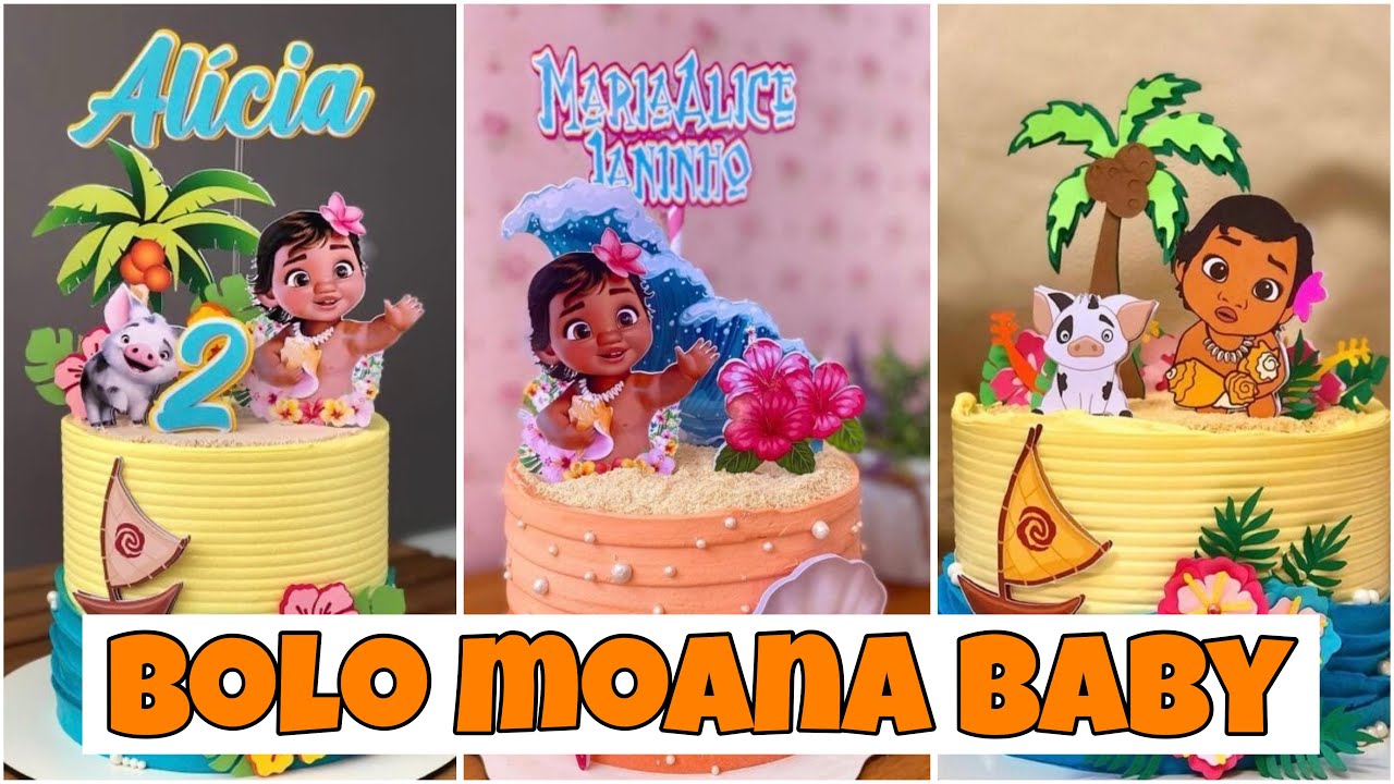IDEIA DE BOLO NO TEMA MOANA BABY - FESTA COM AMOR